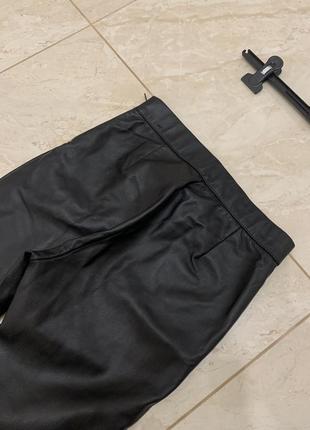 Кожаные брюки лосины скинни zara черные базовые7 фото