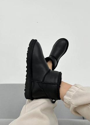 Угги угги ugg mini black premiun leather