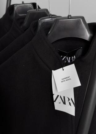 Чорний шерстяний бомбер zara2 фото