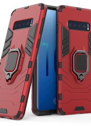 Чохол ring case для samsung galaxy s10 plus (g975) броньований бампер з кільцем червоний