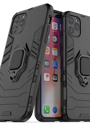Чохол ring case для apple iphone 11 pro max броньований бампер з кільцем чорний