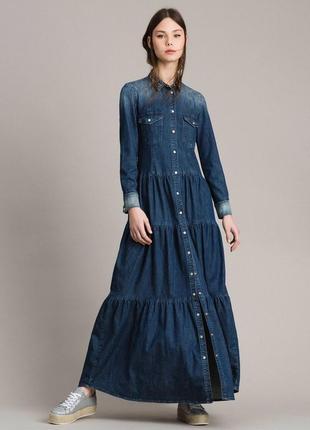 Трендова джинсова ярусна сукня плаття резинка2 фото