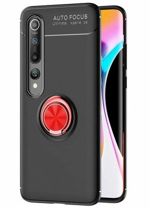 Чехол fiji hold для xiaomi mi 10 pro бампер накладка с подставкой black-red