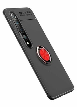 Чехол fiji hold для xiaomi mi 10 pro бампер накладка с подставкой black-red2 фото