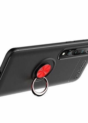 Чехол fiji hold для xiaomi mi 10 pro бампер накладка с подставкой black-red3 фото