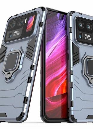 Чехол fiji ring для xiaomi mi 11 ultra бронированный бампер с кольцом темно-синий