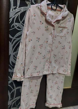 Удобный домашний костюм, пижама в цветочный принт нежно розовый f&f 8-9 лет10 фото