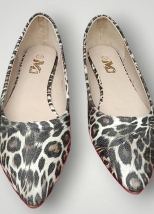Женские туфли балетки ( леопардовый  с острым носком