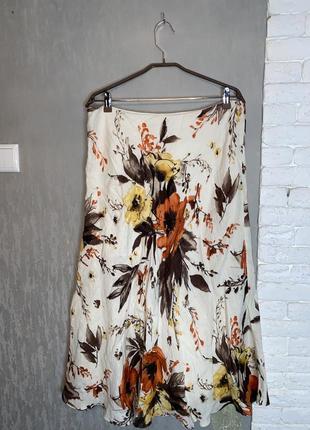 Льняная длинная юбка в цветочный принт лен alex &amp; Co, xxxl 54р2 фото