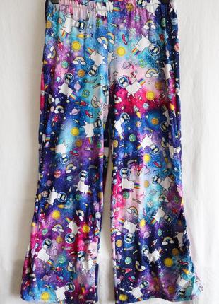 Пижамные женские домашние штаны мягкие удобные пижама женская принт космос лама размер l-xl 48-50