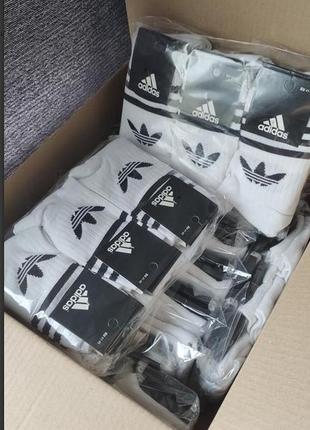 12 пар в упаковці, 6 пар чорні + 6 пар білі шкарпетки adidas високі білі 41-45 грн.5 фото