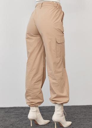 Женские штаны карго в стиле кэжуал - светло-коричневый цвет, m (есть размеры)2 фото