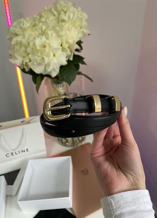 Женский кожаный ремешок celine medium western belt in taurillon leather black3 фото