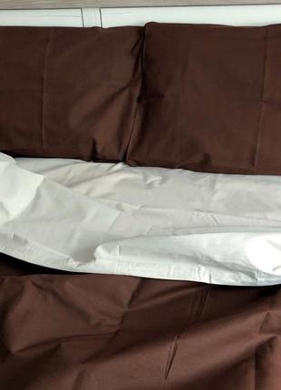 Косплект постільної білизни коричнево-білий, 100% бавовна, є всі розміри