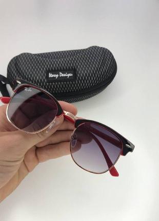 Солнцезащитные очки ray ban clubmaster рей бен клабмастер мужские/женские линза стекло черные с красным 3016