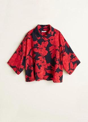 Блуза рубашка на пуговицах в цветочный принт zara mango h&m