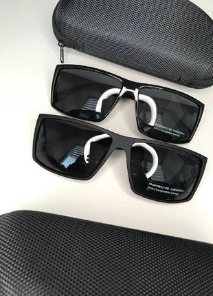 Мужские солнцезащитные очки porsche design polaroid черные прямоугольные модные антибликовые защита uv400