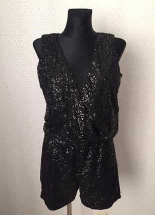 Новий (з етикеткою) блискучий чорний ромпер з паєтками від vero moda, розмір s