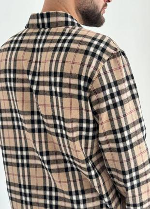 Чоловіча  піжама в клітинку преміум фланель утеплена сорочка і штани костюм для дому пижама комплект5 фото