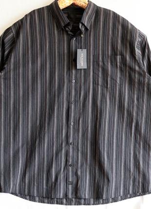 Красивая мужская рубашка в полоску большой размер 4xl 56 длинный рукав +галстук в подарок fx fasion7 фото