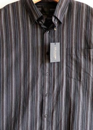 Красивая мужская рубашка в полоску большой размер 4xl 56 длинный рукав +галстук в подарок fx fasion2 фото