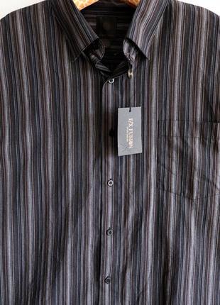 Красивая мужская рубашка в полоску большой размер 4xl 56 длинный рукав +галстук в подарок fx fasion