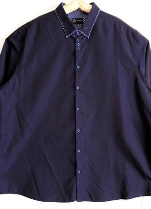Мужская рубашка синий меланж длинный рукав брендовая большой размер 3xl-4xl us 56-58 black label1 фото