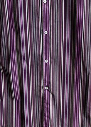 Мужская рубашка в полоску +галстук в подарок длинный рукав большой размер 2xl-3xl 52-543 фото
