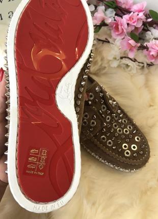 Шикарные дизайнерские мокасины с шипами, кеды, туфли замшевые без каблука,2 фото
