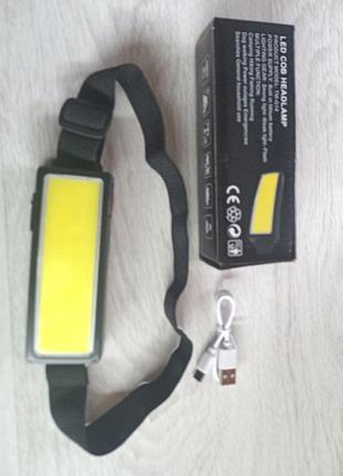 Налобный led фонарик аккумуляторный с usb, bl-tm-g141 фото