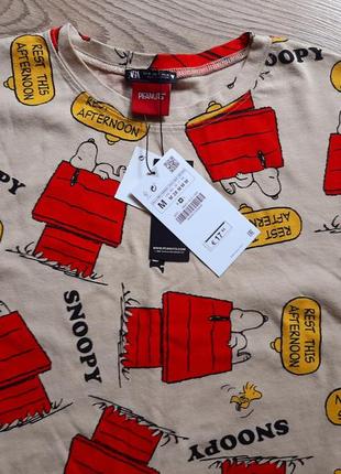 Платье-футболка с принтом snoopy zara.8 фото