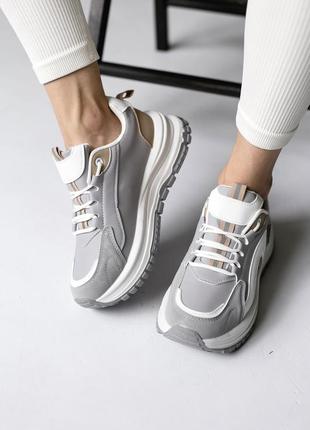 Жіночі сірі кросівки в сучасному дизайні 🩶3 фото