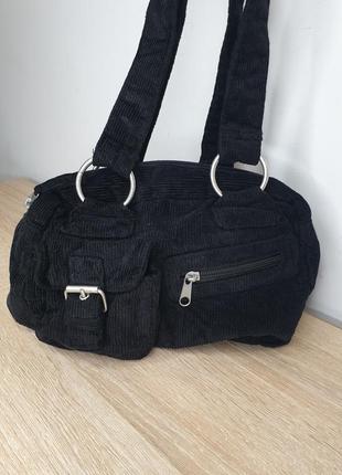 Маленькая стильная вельветовая сумочка на плечо с карманами снаружи карго h&amp;m1 фото