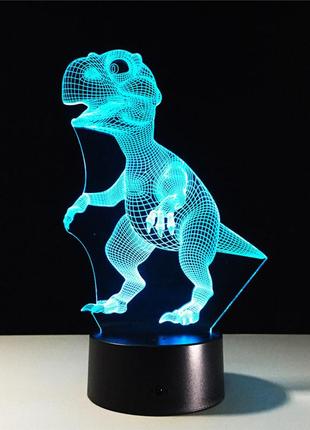 Светильник-ночник 3d с пультом управления динозавр4 фото