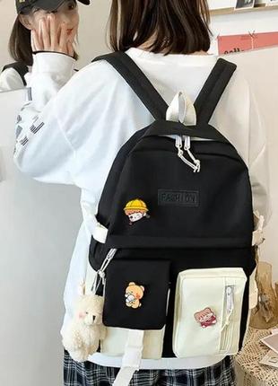 Женский рюкзак набором  пенал сумка брелок значки детский набор4 фото