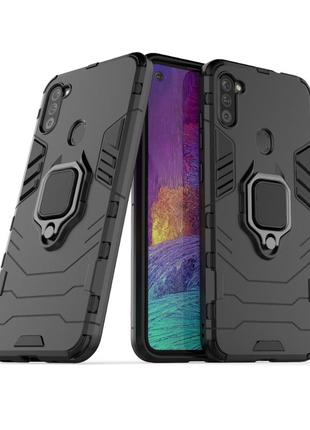 Чехол ring case для samsung galaxy a11 (a115) бронированный бампер с кольцом черный