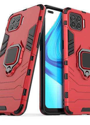 Чехол fiji ring для oppo reno 4 lite бронированный бампер с кольцом красный