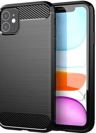 Чохол fiji polished carbon для apple iphone 11 противоударный бампер чорний