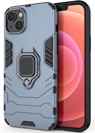 Чехол fiji ring для apple iphone 14 plus бронированный бампер с кольцом подставкой темно-синий