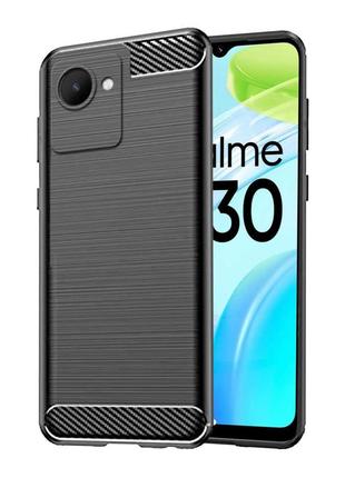 Чехол fiji polished carbon для realme narzo 50i prime (rmx3506) противоударный бампер черный