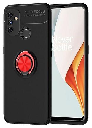 Чехол fiji hold для oneplus nord n100 бампер накладка с подставкой black-red