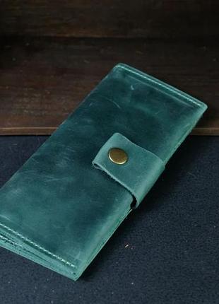 Кожа. ручная работа. кожаный зеленый женский кошелек, портмоне, клатч