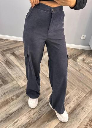 Вельветовые брюки брюки карго с карманами на молнии2 фото