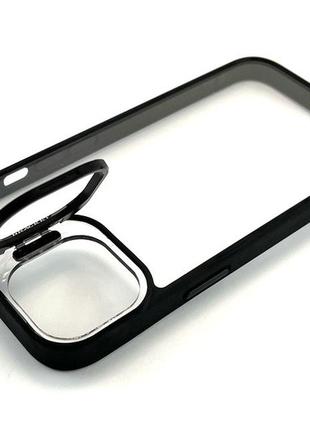 Чохол на iphone 14 stand case з підставкою накладка бампер чорний скла на камеру