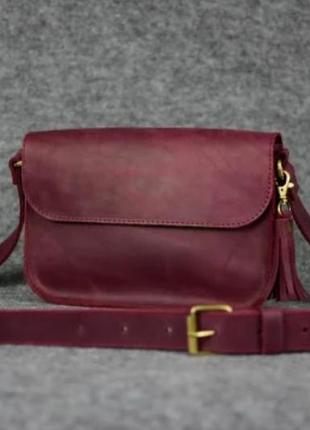 Кожа. ручная работа. кожаная бордовая сумка, сумочка.