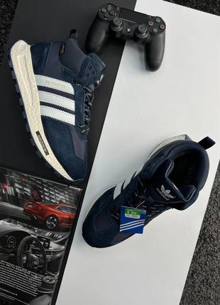 Зимові adidas originals retropy e5 navy white хутро6 фото