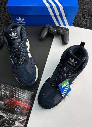 Зимние adidas originals retropy e5 navy white мех5 фото