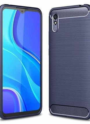 Чехол fiji polished carbon для xiaomi redmi 9a противоударный бампер синий