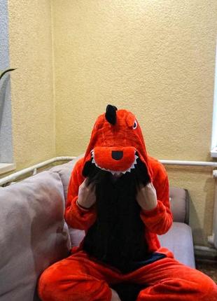 Взрослый кигуруми дракон, пижама красный дракон для взрослых2 фото