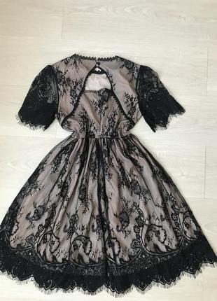 Платье чёрное кружевное разлетайка {s} 36-382 фото